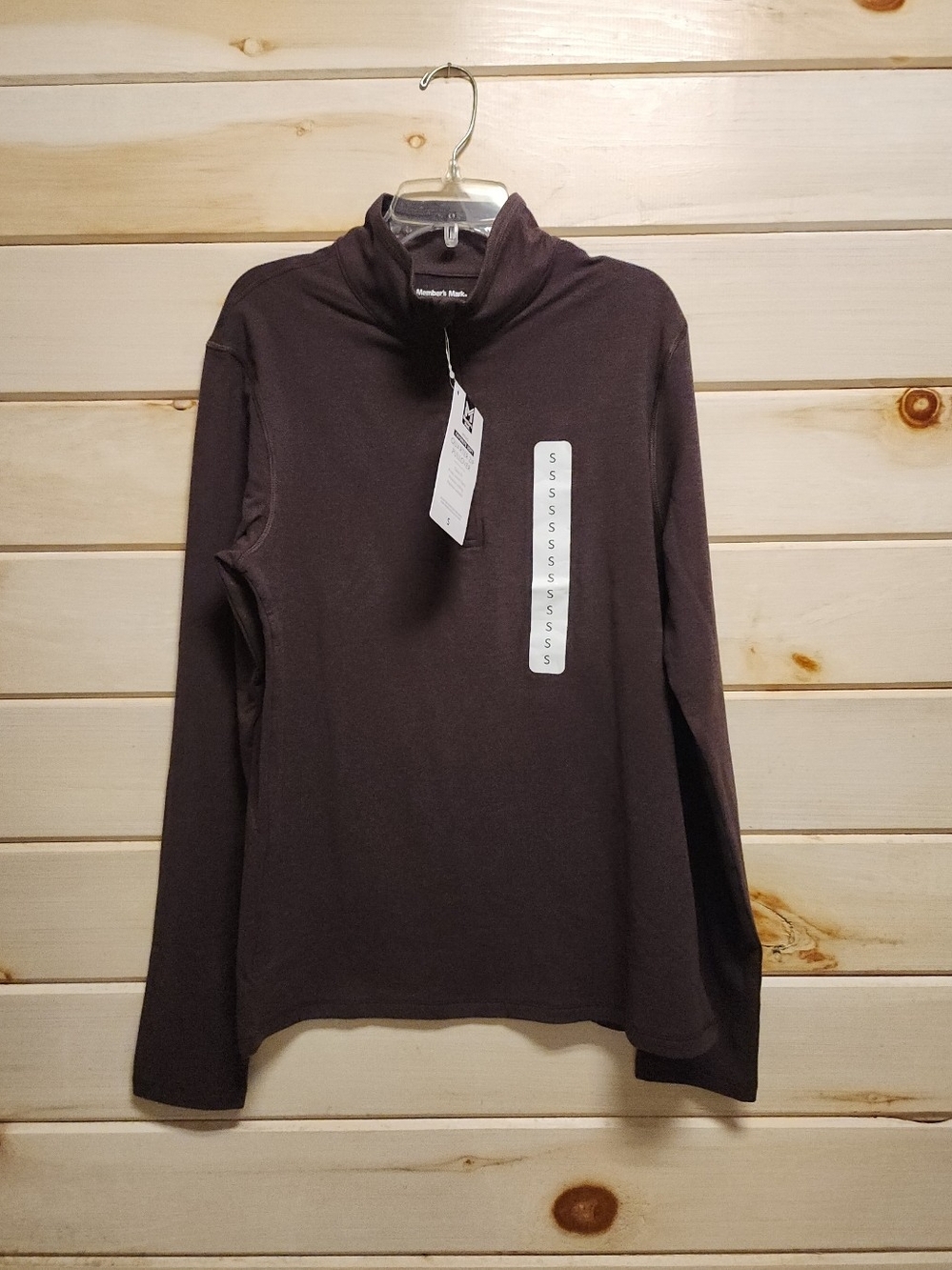 Men's Quarter Lightweight Quarter Zip Pullover- Brown Size Small